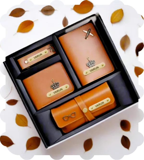 Brown_Acrylic_And_Plastic_Wallet_And_Keychain_Set_-_Set_Of_4