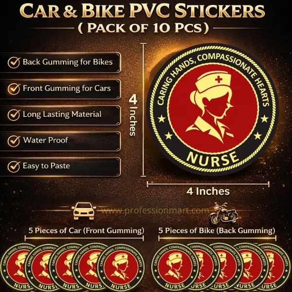 Nurse_Car_And_Bike_Sticker_Pack_-_10_Pieces_(Red_And_Gold)