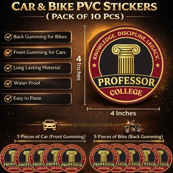 College_Professor_Car_And_Bike_Sticker_Pack_-_Premium_Quality_Professional_Pride_Emblem_(10_Pieces)