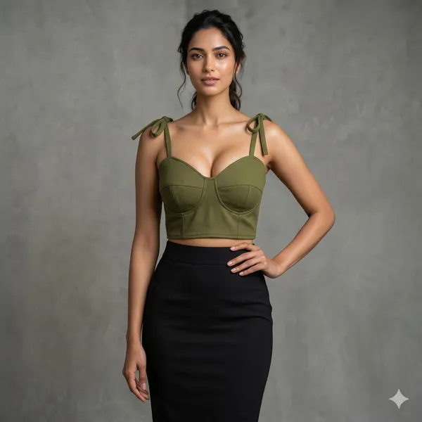 Push_Up_Bustier_Tank_Vest_Top_With_Back_Lace_Up_Olive