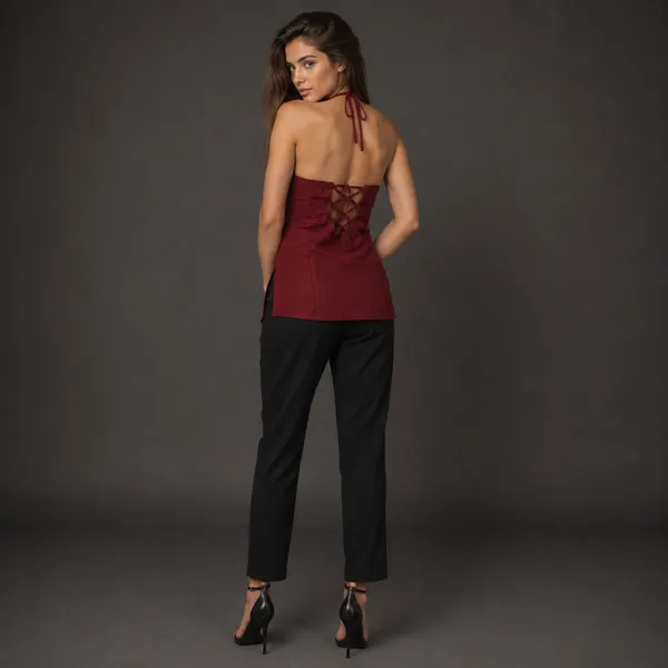 Halter_Neck_Straps_Backless_Short_Kurti_Maroon