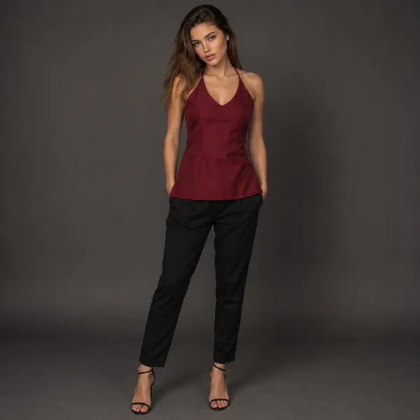 Halter_Neck_Straps_Backless_Short_Kurti_Maroon