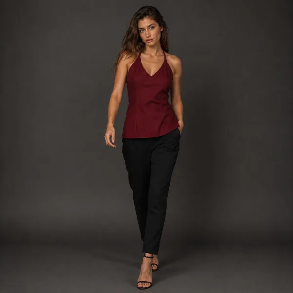 Halter_Neck_Straps_Backless_Short_Kurti_Maroon