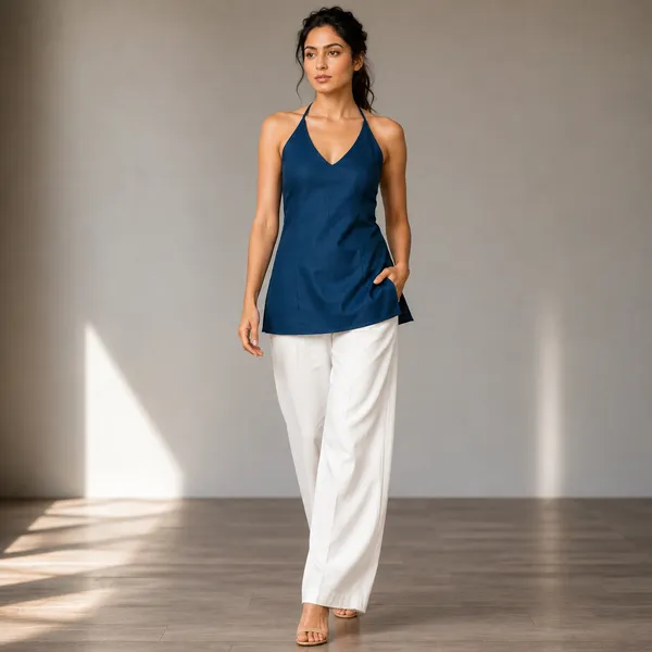 Halter_Neck_Straps_Backless_Short_Kurti_Blue