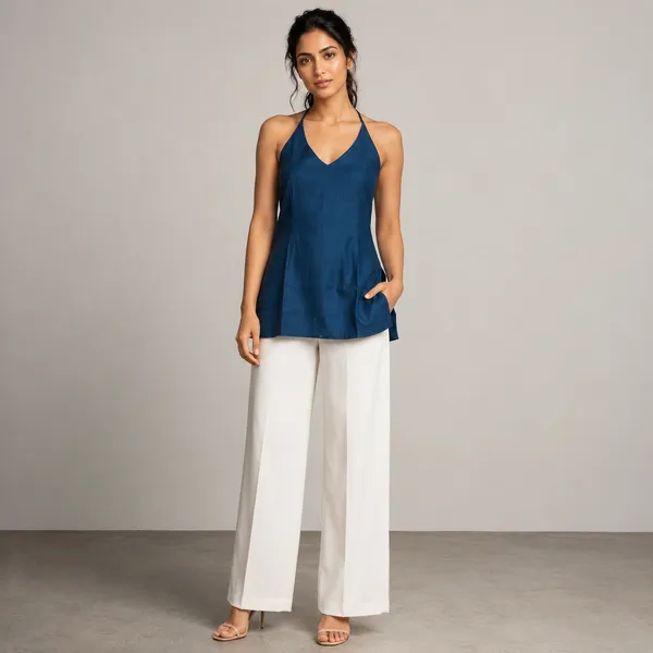 Halter_Neck_Straps_Backless_Short_Kurti_Blue