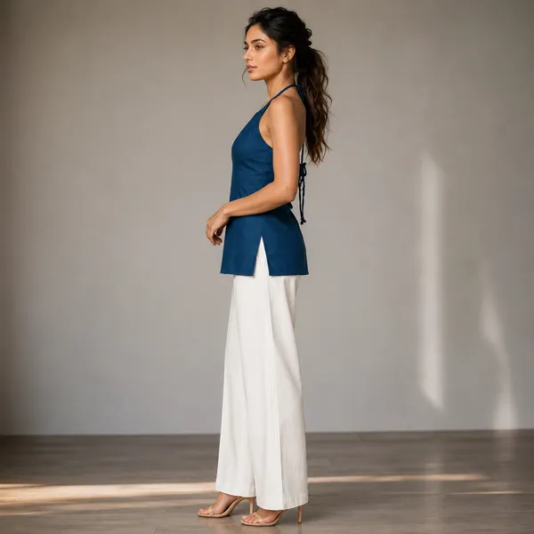 Halter_Neck_Straps_Backless_Short_Kurti_Blue