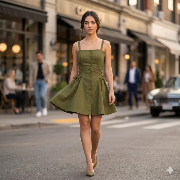 Essence_Button_Front_Mini_Dress_Olive