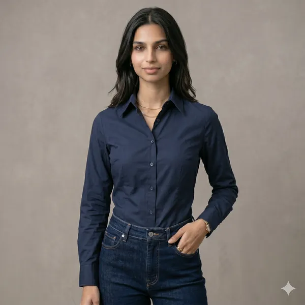 Womens_Full_Sleeve_Button_Down_Shirt_Navy_Blue