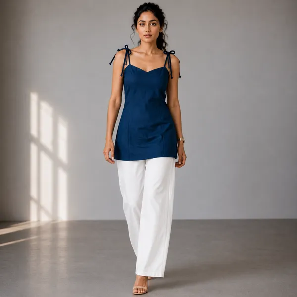 Sweetheart_Neck_Backless_Short_Kurti_Blue