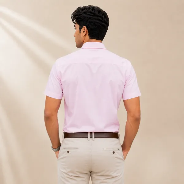 Mens_Light_Pink_Short_Sleeve_Casual_Shirt