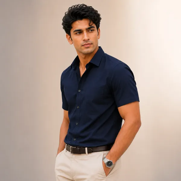 Mens_Navy_Blue_Half_Sleeve_Casual_Shirt