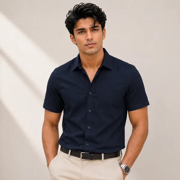 Mens_Navy_Blue_Half_Sleeve_Casual_Shirt