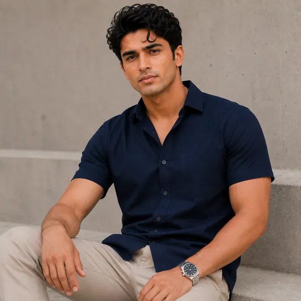 Mens_Navy_Blue_Half_Sleeve_Casual_Shirt