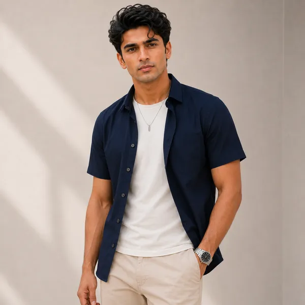 Mens_Navy_Blue_Half_Sleeve_Casual_Shirt