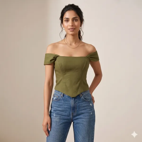 Corset_Top_Off_Shoulder_With_Flared_Sleeves_And_Lace_Up_Back_Olive_Green