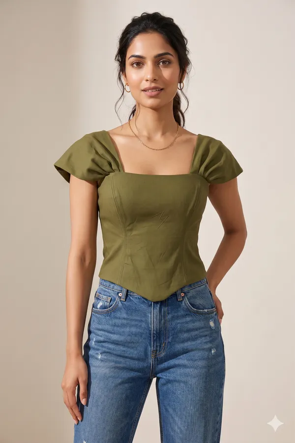 Corset_Top_Off_Shoulder_With_Flared_Sleeves_And_Lace_Up_Back_Olive_Green