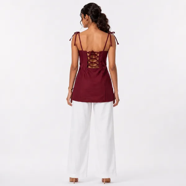 Sweetheart_Neck_Backless_Short_Kurti_Maroon