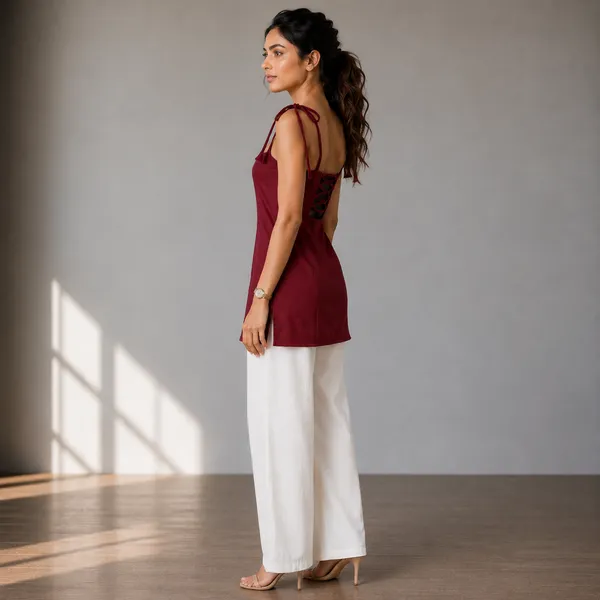 Sweetheart_Neck_Backless_Short_Kurti_Maroon