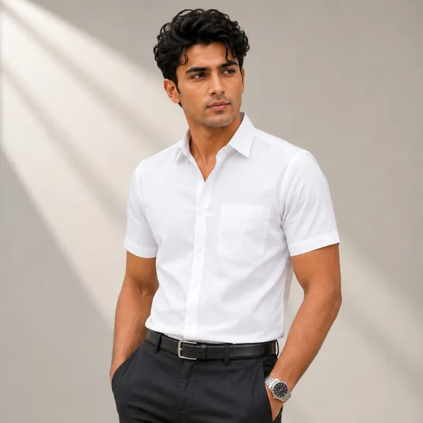 Mens_White_Half_Sleeve_Casual_Shirt