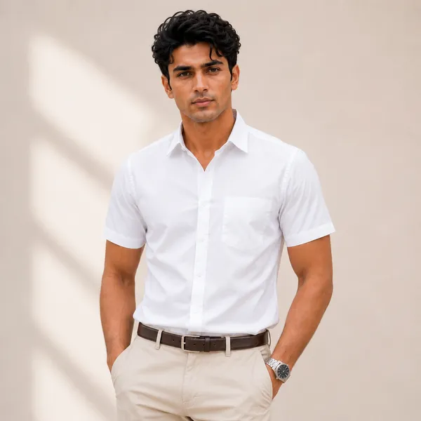 Mens_White_Half_Sleeve_Casual_Shirt