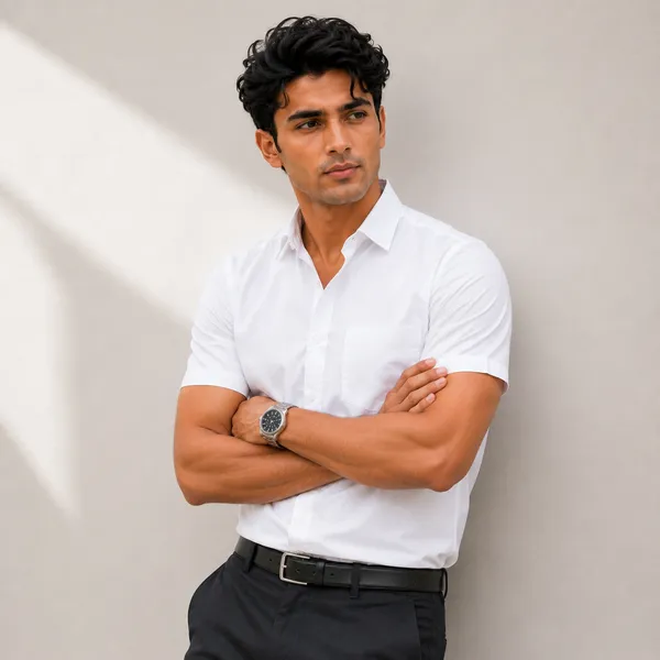 Mens_White_Half_Sleeve_Casual_Shirt