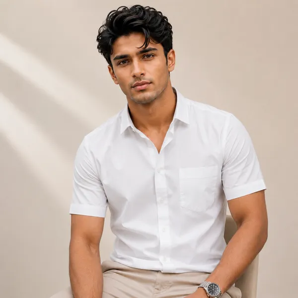 Mens_White_Half_Sleeve_Casual_Shirt