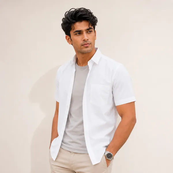 Mens_White_Half_Sleeve_Casual_Shirt