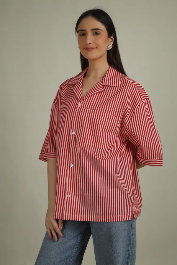 Red_Cotton_Oversized_Striped_Shirt_For_Women