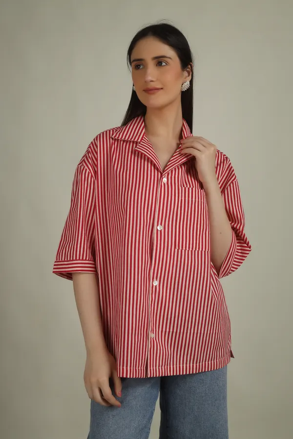 Red_Cotton_Oversized_Striped_Shirt_For_Women