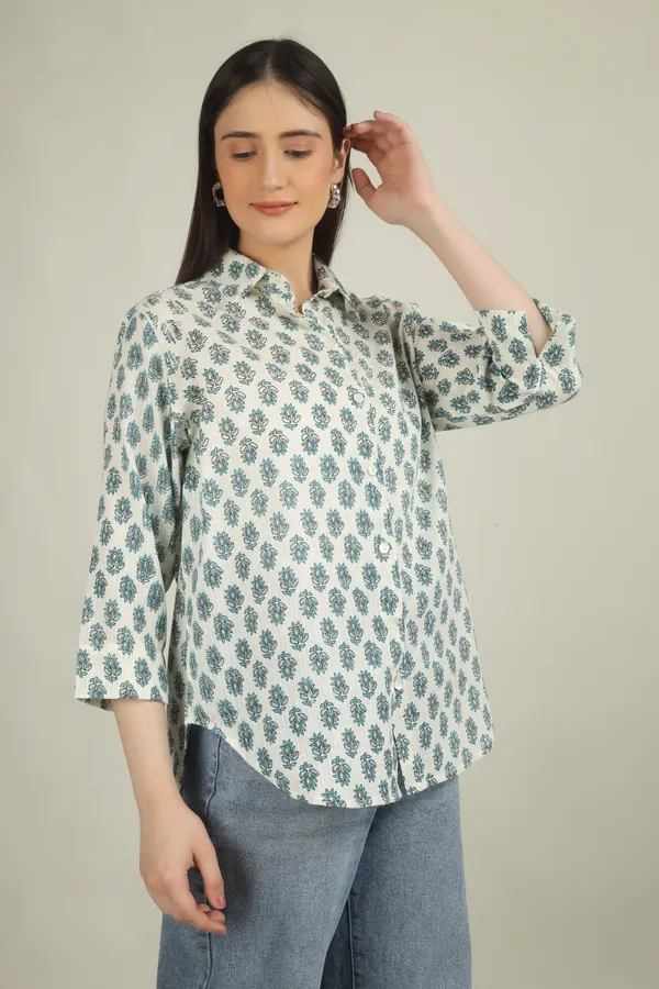 White_Cotton_Relaxed_Fit_Block_Print_Shirt_For_Women