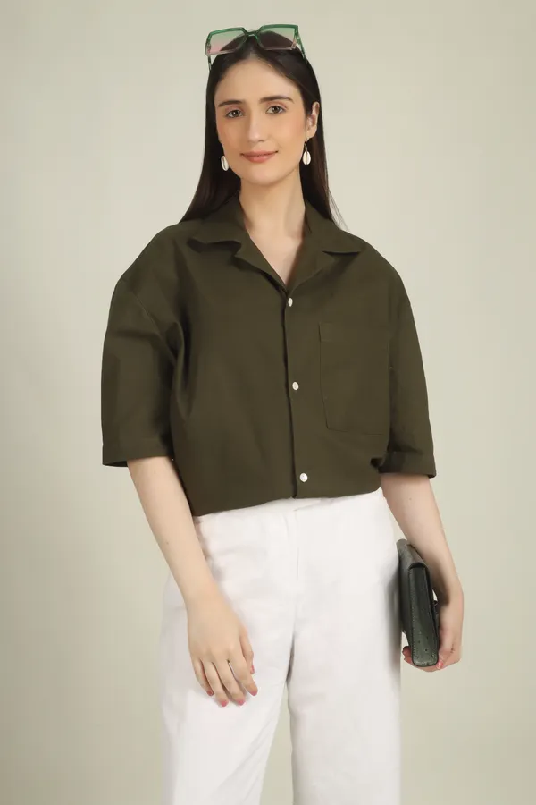 Olive_Green_Cotton_Oversized_Shirt_For_Women
