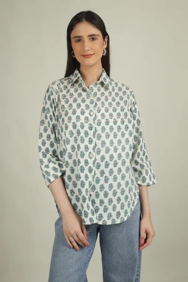White_Cotton_Relaxed_Fit_Block_Print_Shirt_For_Women