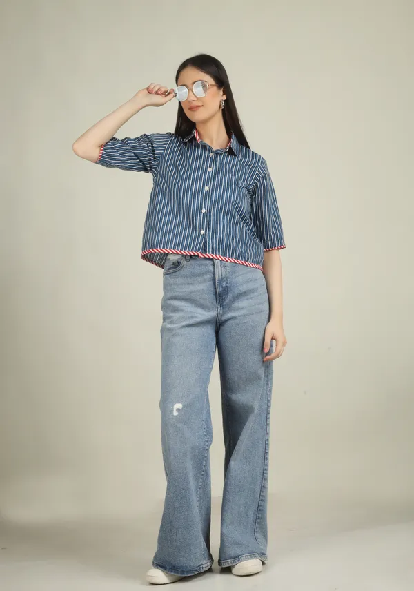Navy_Blue_Cotton_Striped_Contrast_Piping_Shirt_For_Women