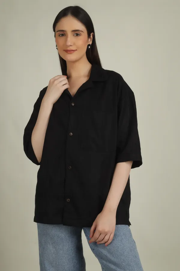 Black_Cotton_Oversized_Half_Sleeve_Shirt_For_Women