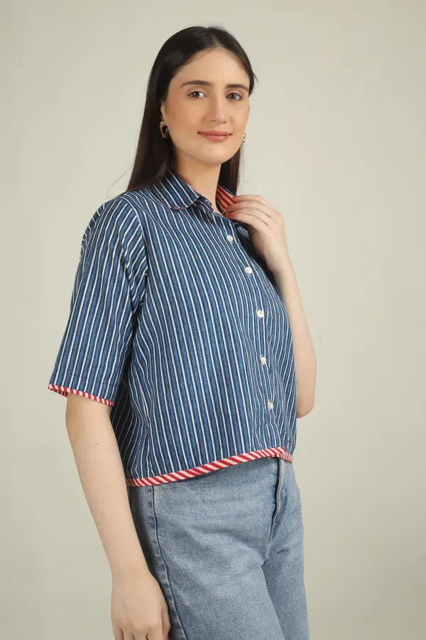 Navy_Blue_Cotton_Striped_Contrast_Piping_Shirt_For_Women