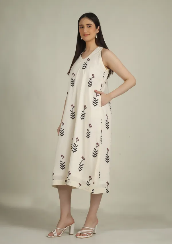 Ivory_Cotton_A_Line_Floral_Print_Dress_For_Women