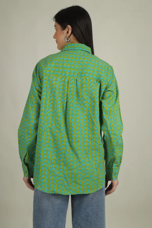 Green_Cotton_Oversized_Chevron_Print_Shirt_For_Women