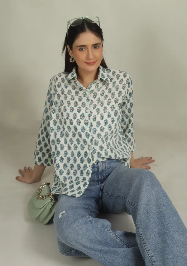 White_Cotton_Relaxed_Fit_Block_Print_Shirt_For_Women