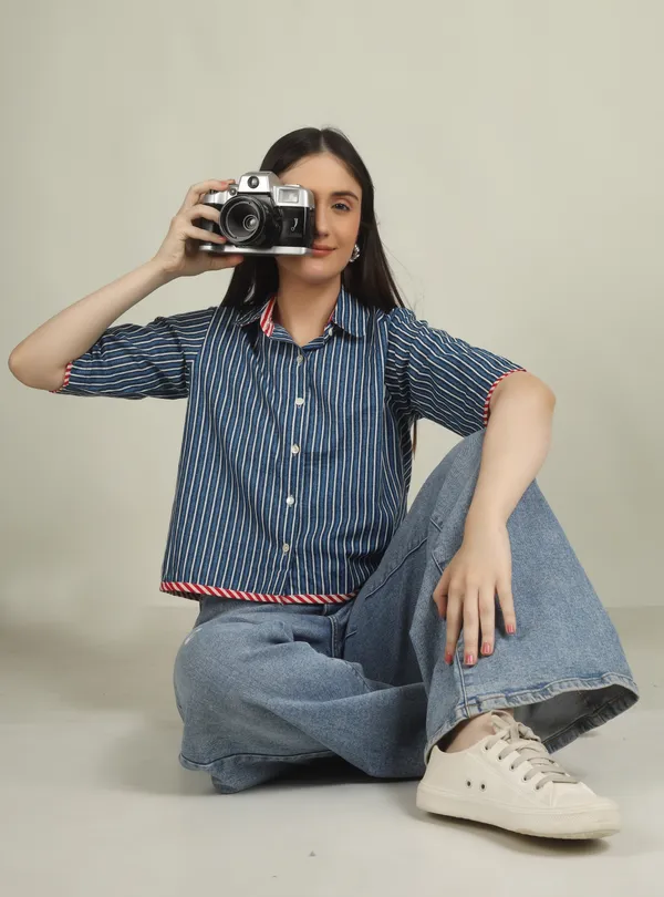 Navy_Blue_Cotton_Striped_Contrast_Piping_Shirt_For_Women