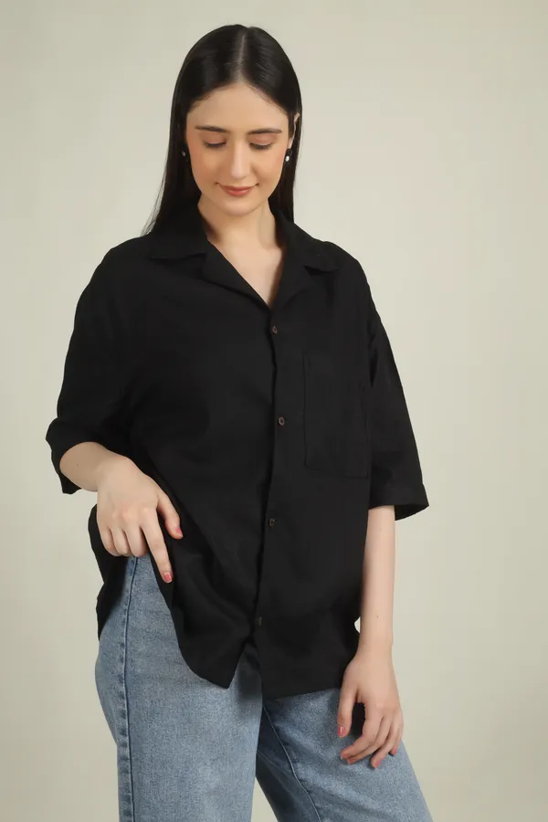 Black_Cotton_Oversized_Half_Sleeve_Shirt_For_Women