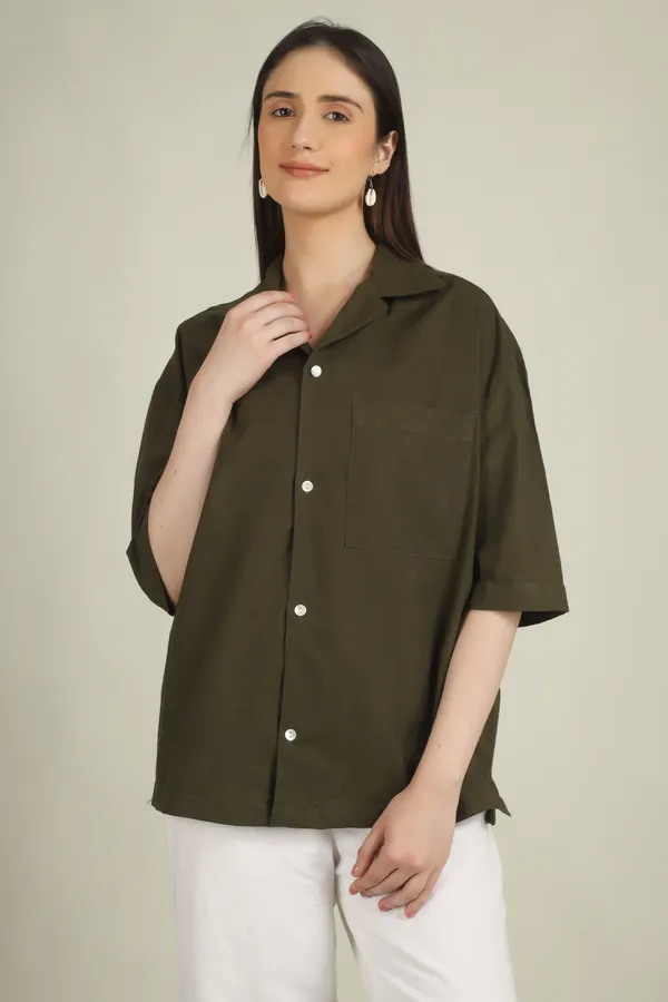 Olive_Green_Cotton_Oversized_Shirt_For_Women