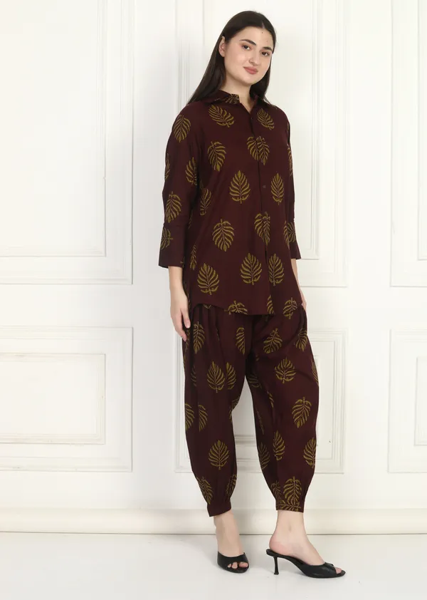 WomenBurgundy_Printed_Co-Ord_Set