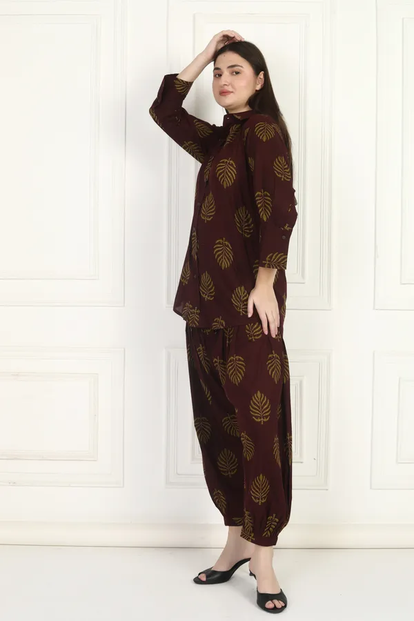 WomenBurgundy_Printed_Co-Ord_Set