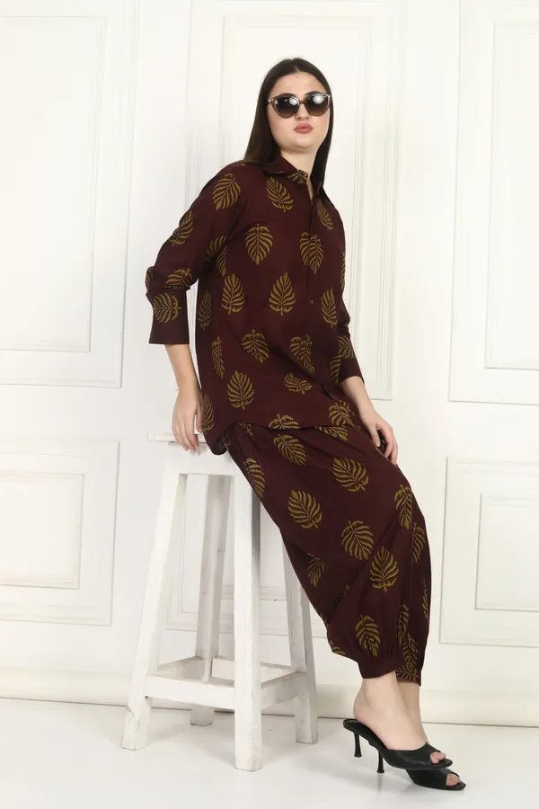 WomenBurgundy_Printed_Co-Ord_Set