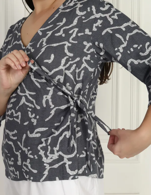 Women_Grey_Wrap_Top