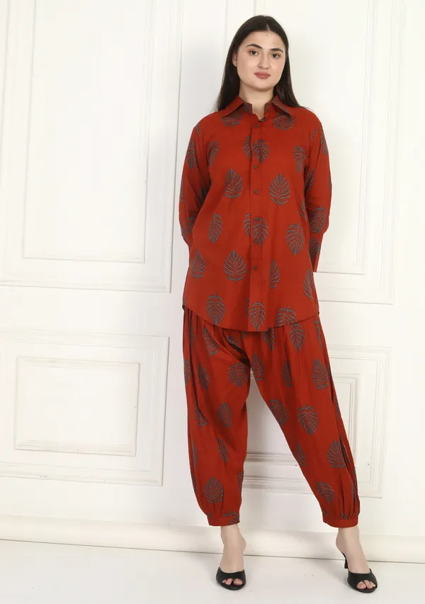 Women_Rust_Red_Printed_Co-Ord_Set