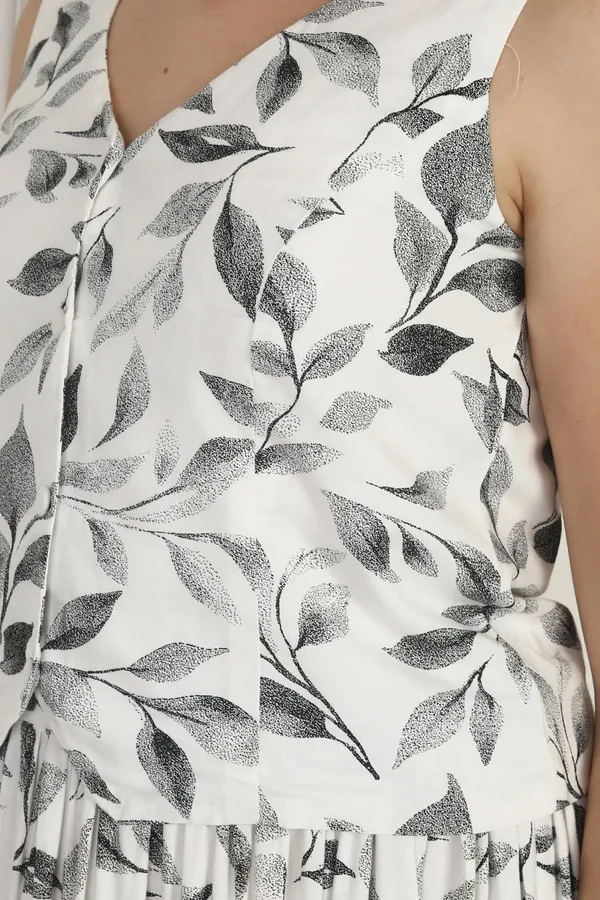 Women_White_Leaf_Skir_Top