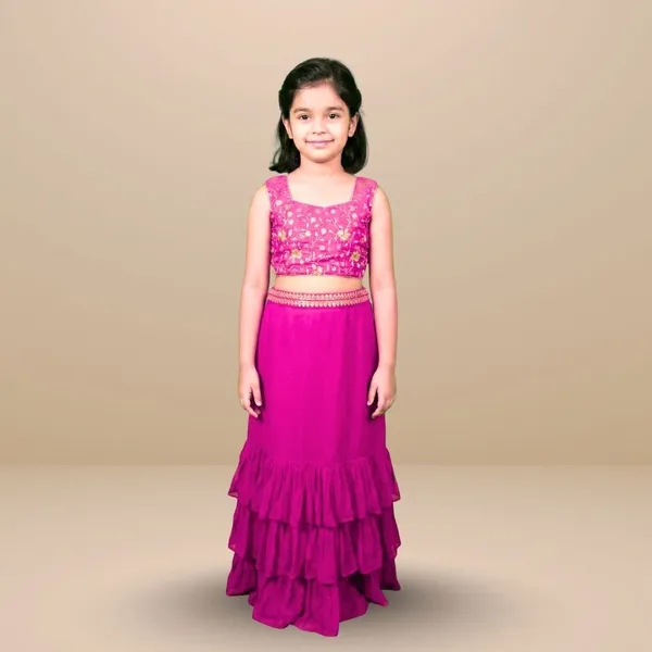 Lehenga,_Choli_And_Long_Shrug_For_Kids