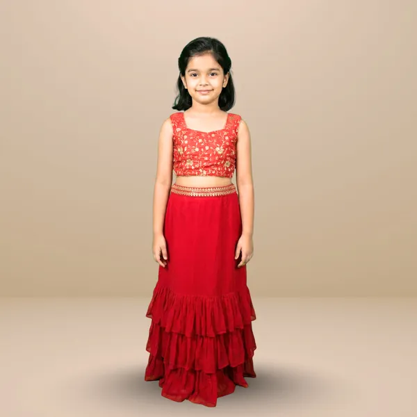 Lehenga,_Choli_And_Long_Shrug_For_Kids