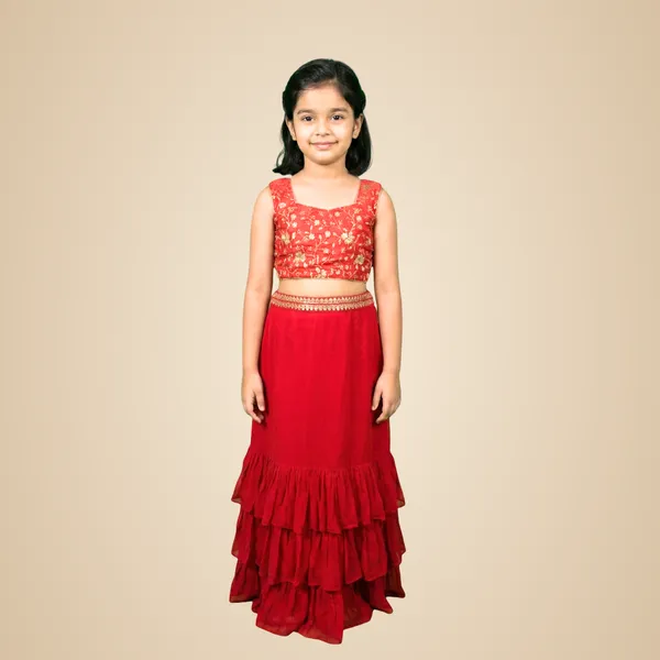 Lehenga,_Choli_And_Long_Shrug_For_Kids